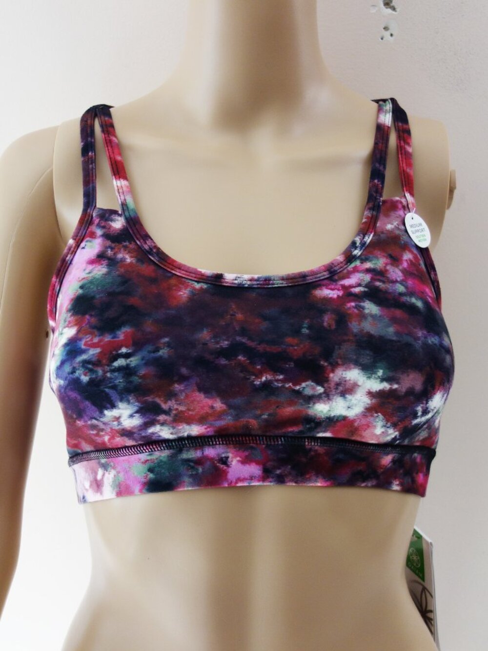 Gaiam Shine Wire-Free Medium-Impact Yoga Sports Bra Tie Dye (XS) NWT!